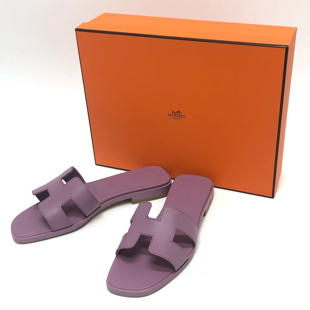 HERMES Sandals H202230Z BR340 leather purple Oran 36
