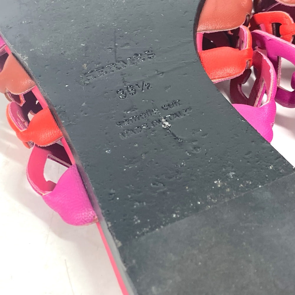 HERMES Sandals leather pink Shoes Flat Sandals Thalassa Chene Dunkle Women 36.5 Used