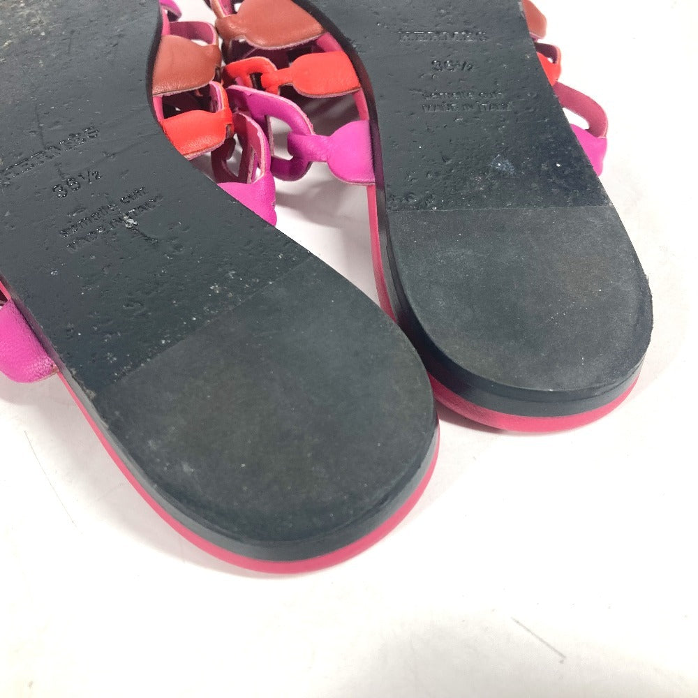 HERMES Sandals leather pink Shoes Flat Sandals Thalassa Chene Dunkle Women 36.5 Used
