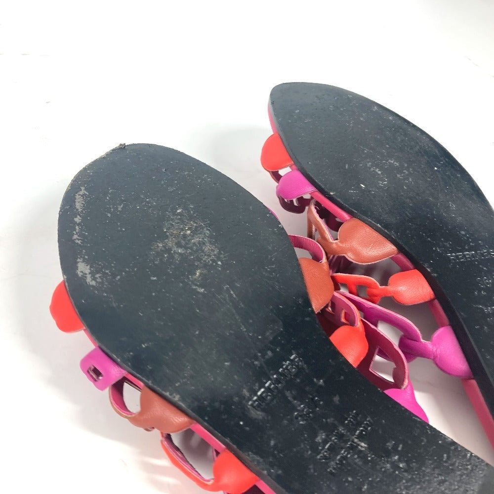 HERMES Sandals leather pink Shoes Flat Sandals Thalassa Chene Dunkle Women 36.5 Used