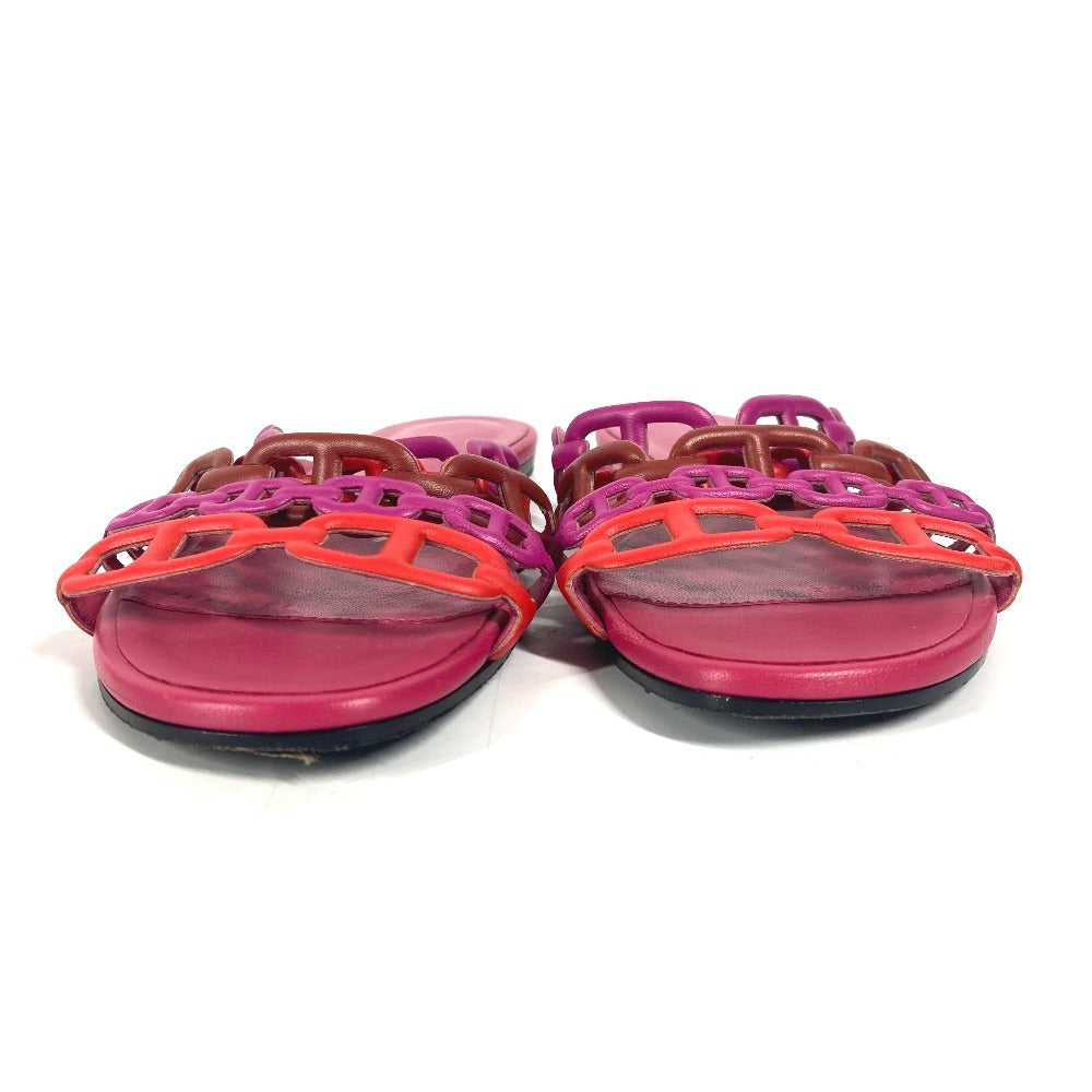 HERMES Sandals leather pink Shoes Flat Sandals Thalassa Chene Dunkle Women 36.5 Used