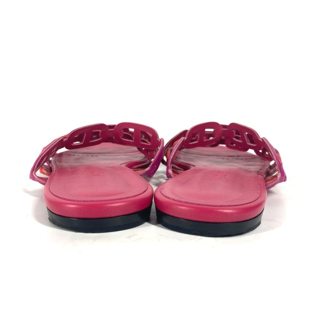 HERMES Sandals leather pink Shoes Flat Sandals Thalassa Chene Dunkle Women 36.5 Used