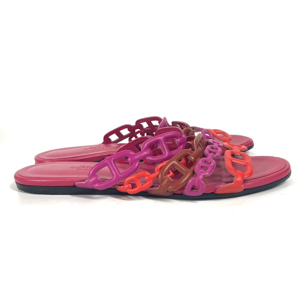 HERMES Sandals leather pink Shoes Flat Sandals Thalassa Chene Dunkle Women 36.5 Used