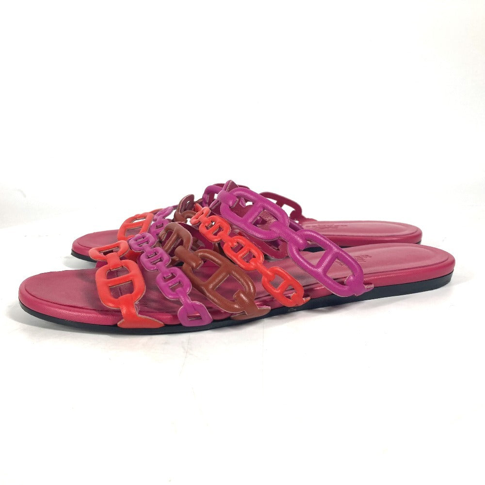 HERMES Sandals leather pink Shoes Flat Sandals Thalassa Chene Dunkle Women 36.5 Used