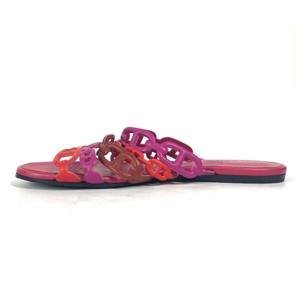 HERMES Sandals leather pink Shoes Flat Sandals Thalassa Chene Dunkle Women 36.5 Used