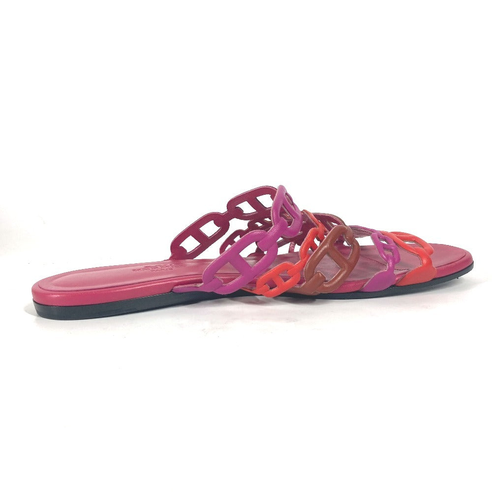 HERMES Sandals leather pink Shoes Flat Sandals Thalassa Chene Dunkle Women 36.5 Used