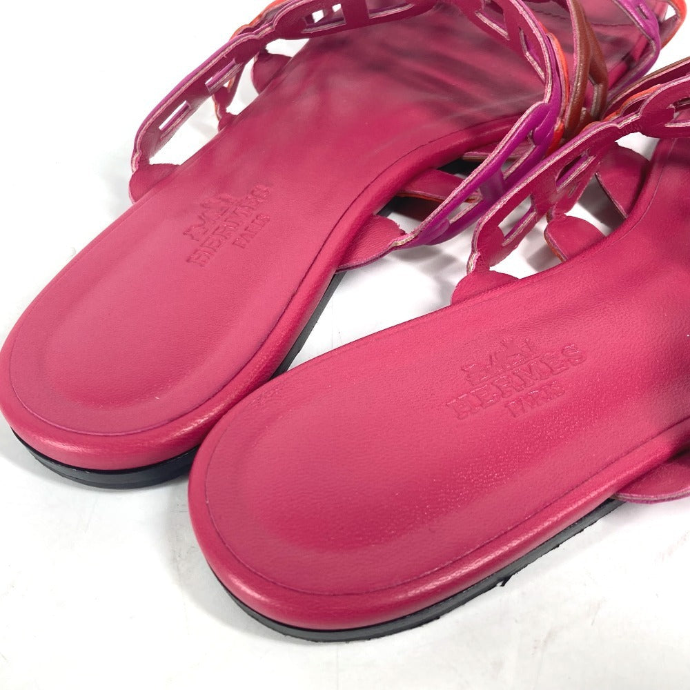 HERMES Sandals leather pink Shoes Flat Sandals Thalassa Chene Dunkle Women 36.5 Used