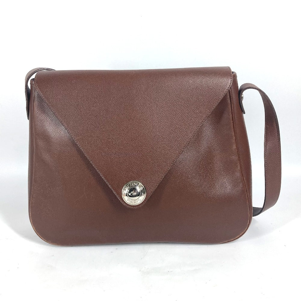 HERMES Shoulder Bag leather Brown Christine