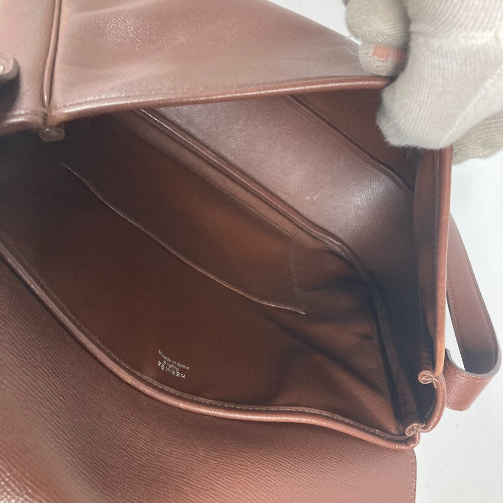 HERMES Shoulder Bag leather Brown Christine