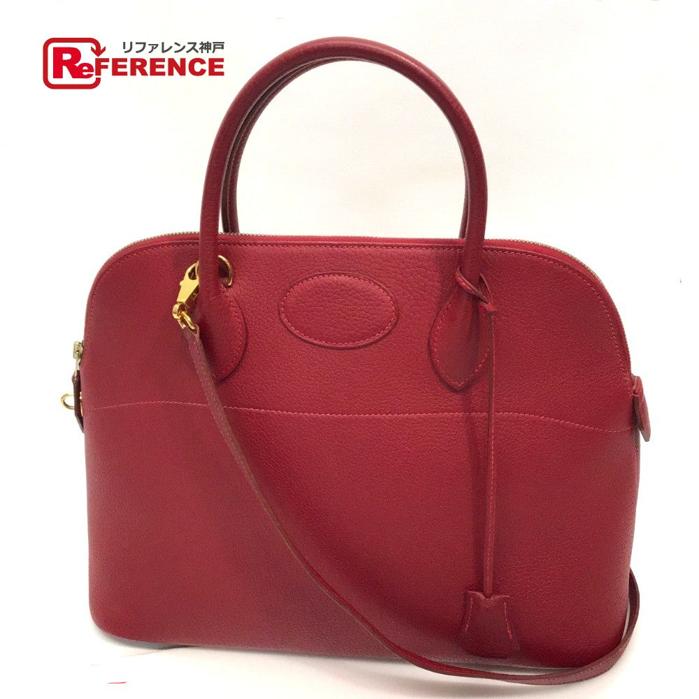 HERMES Handbag Fjord Gold Metal Bored 37 Women Used