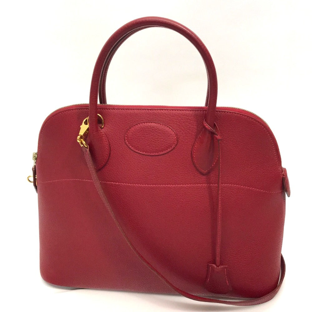 HERMES Handbag Fjord Gold Metal Bored 37 Women Used