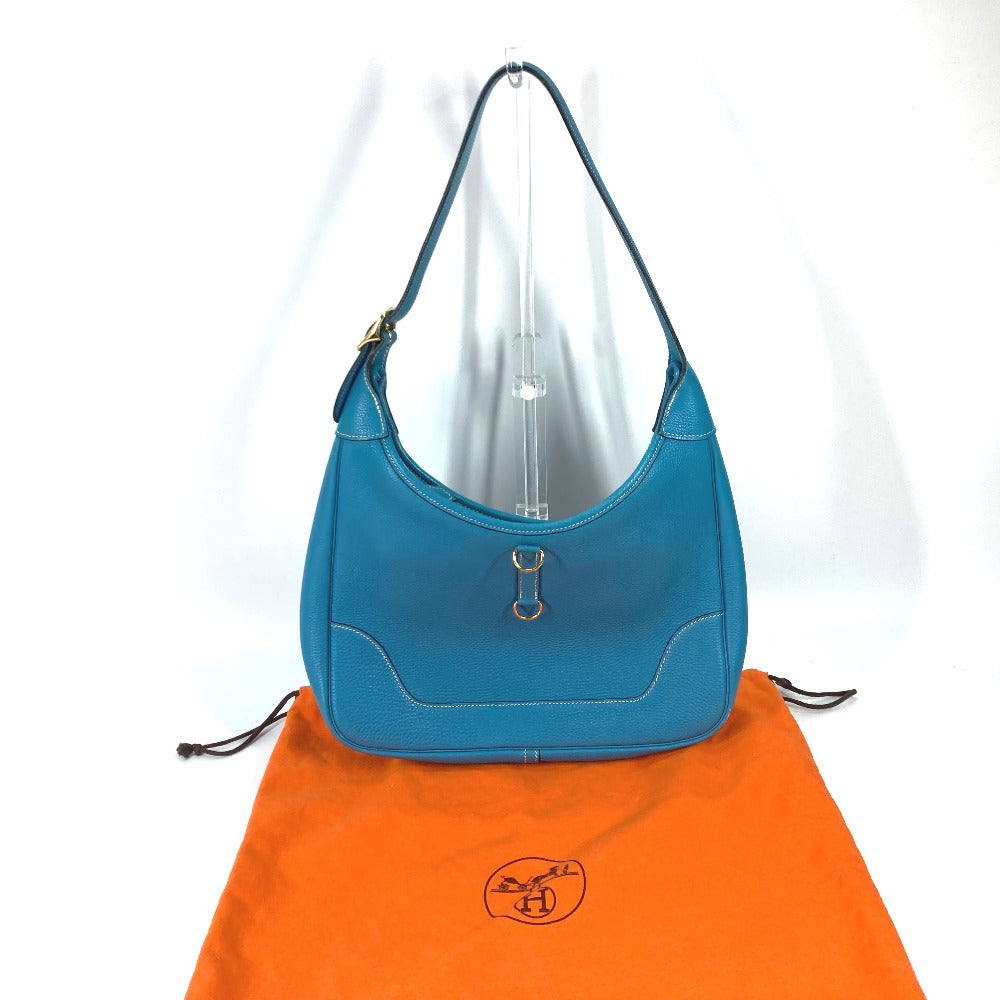 HERMES Shoulder Bag Togo blue Trim 31 Women Used