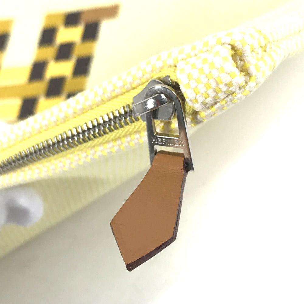 HERMES Pouch canvas yellow Flat pouch, bag, clutch bag Pouch H Tissage H Logo Women Used