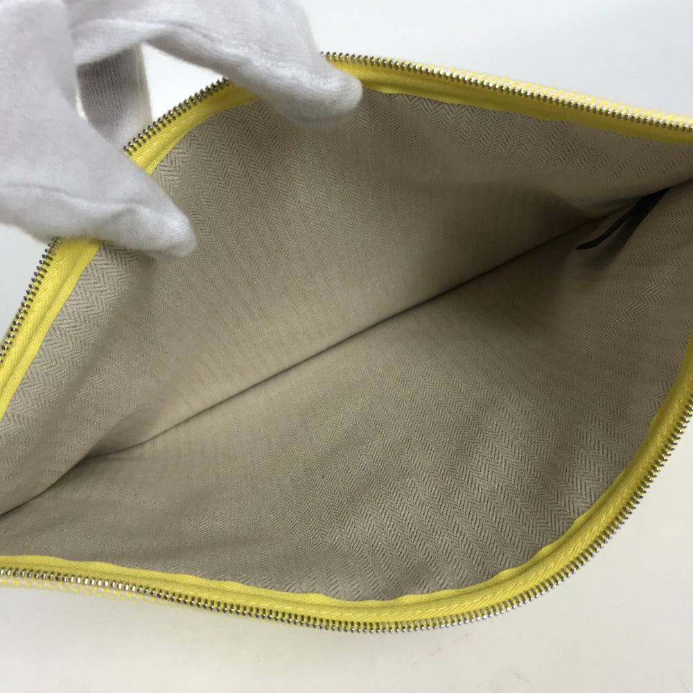 HERMES Pouch canvas yellow Flat pouch, bag, clutch bag Pouch H Tissage H Logo Women Used