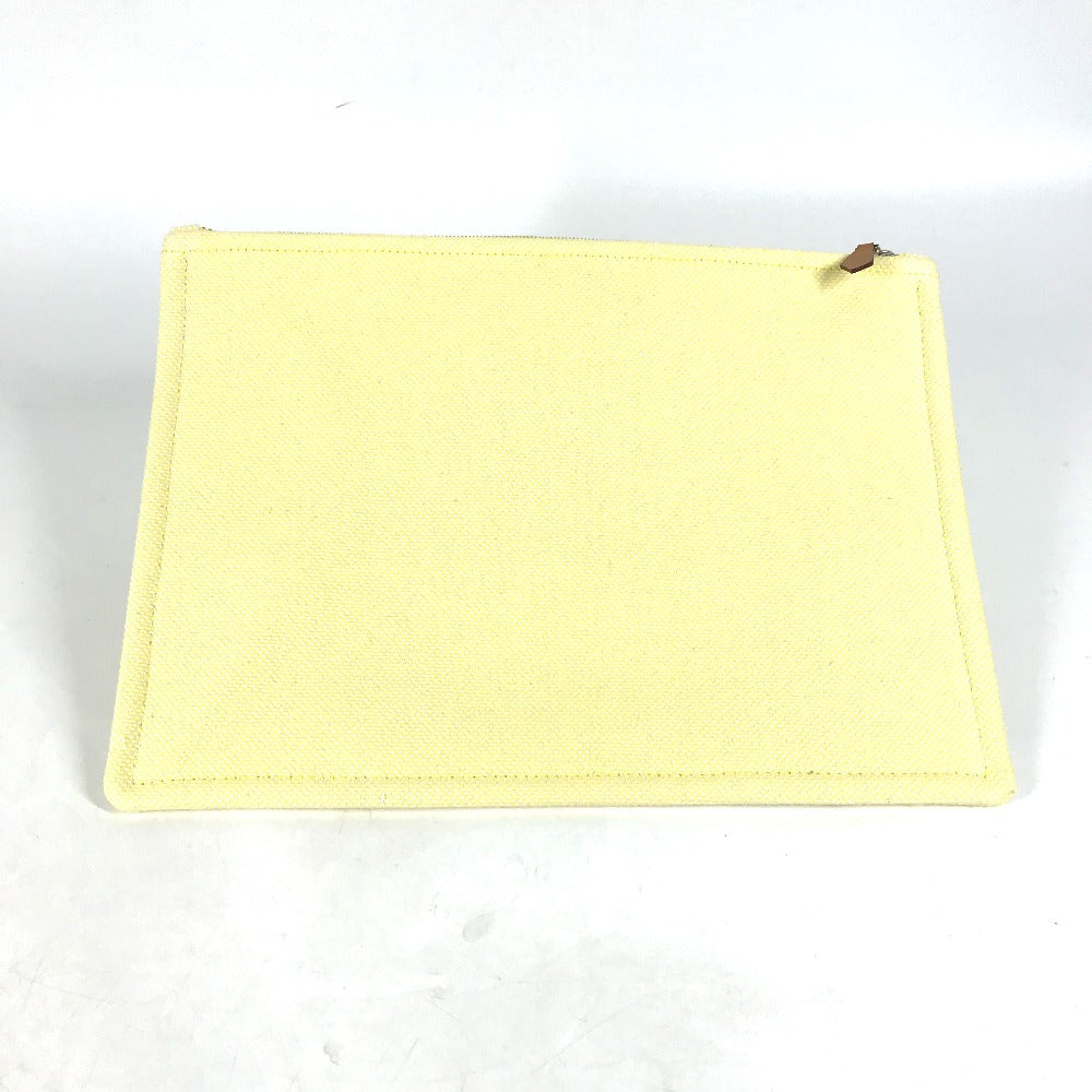 HERMES Pouch canvas yellow Flat pouch, bag, clutch bag Pouch H Tissage H Logo Women Used