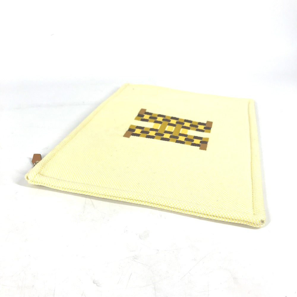 HERMES Pouch canvas yellow Flat pouch, bag, clutch bag Pouch H Tissage H Logo Women Used