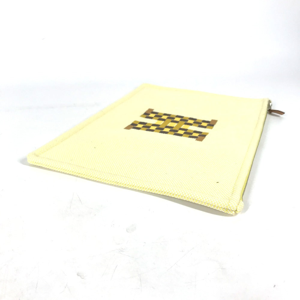 HERMES Pouch canvas yellow Flat pouch, bag, clutch bag Pouch H Tissage H Logo Women Used
