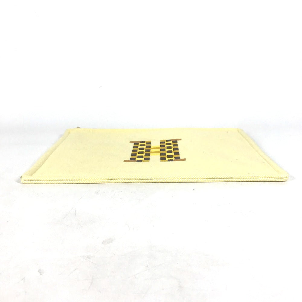 HERMES Pouch canvas yellow Flat pouch, bag, clutch bag Pouch H Tissage H Logo Women Used