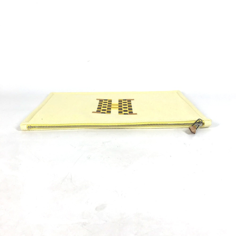 HERMES Pouch canvas yellow Flat pouch, bag, clutch bag Pouch H Tissage H Logo Women Used