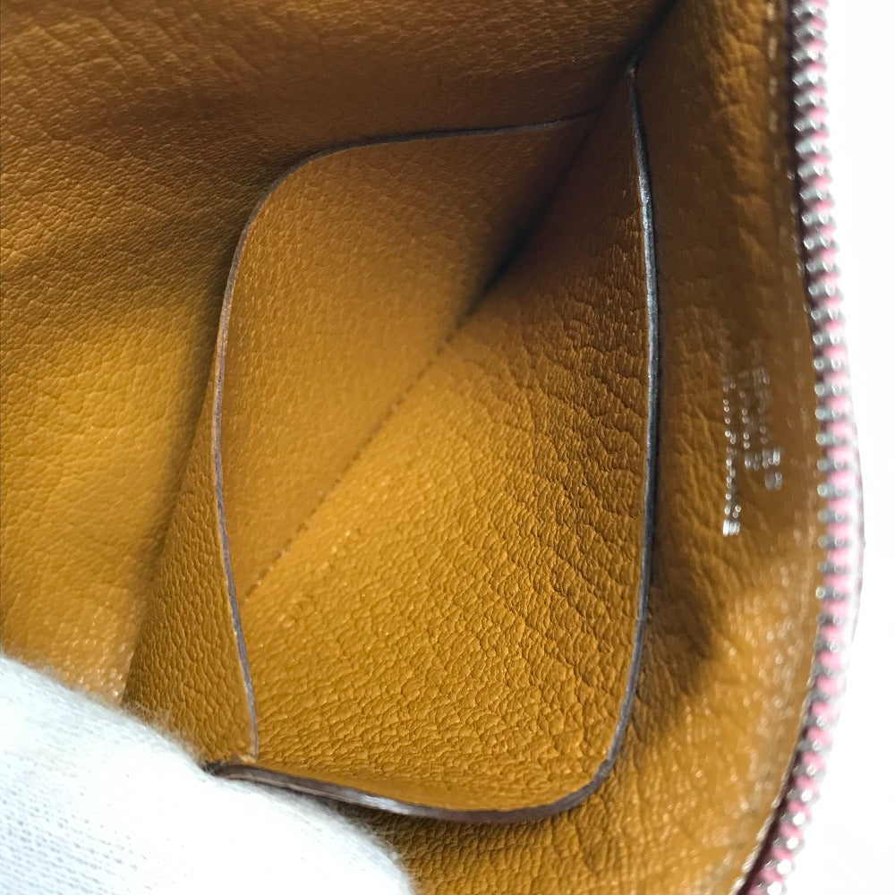 HERMES Coin case leather Brown Paddock Horse Cheval Women Used