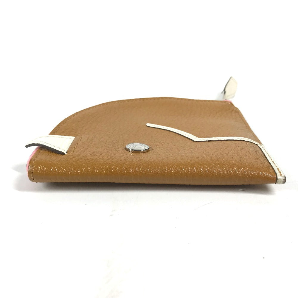 HERMES Coin case leather Brown Paddock Horse Cheval Women Used