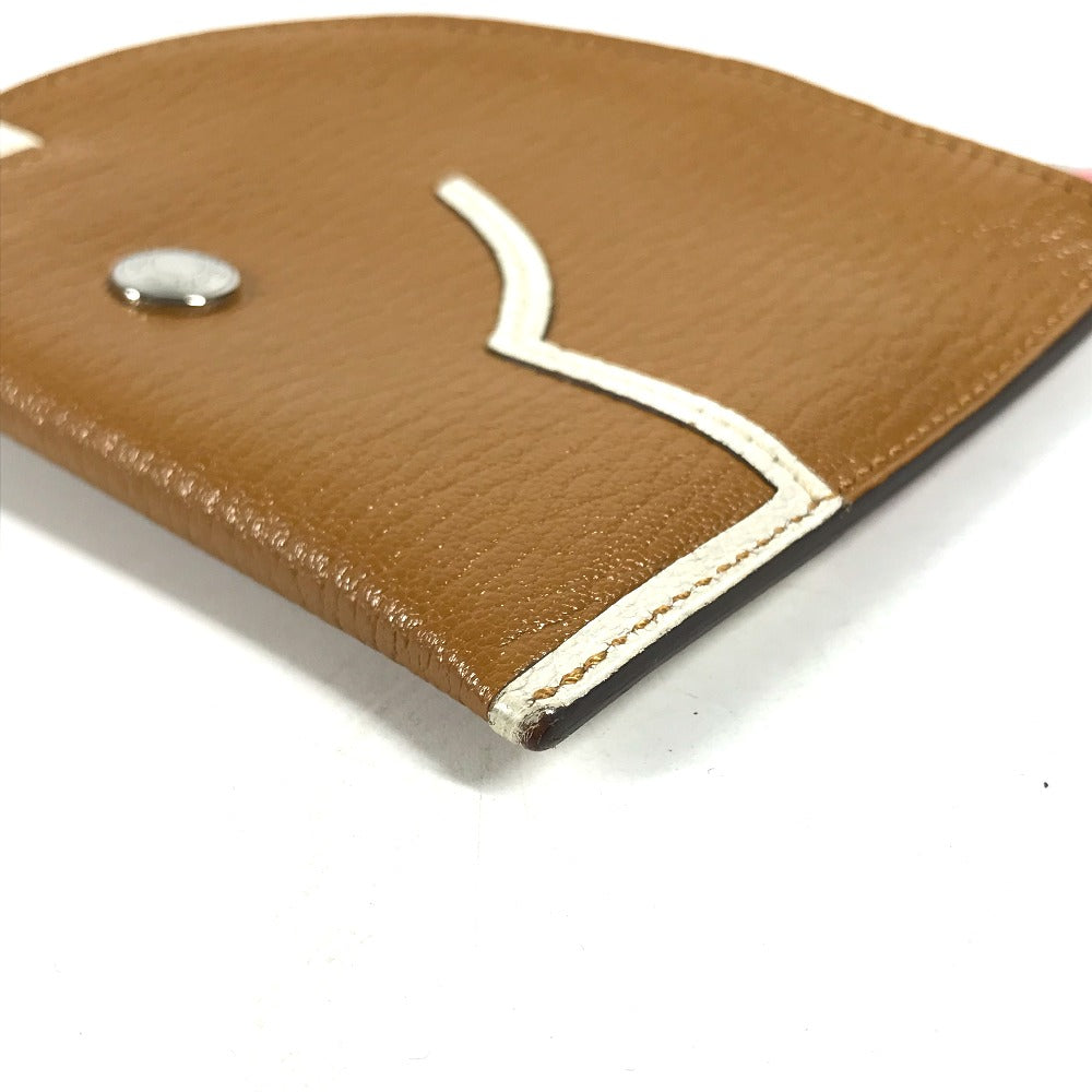 HERMES Coin case leather Brown Paddock Horse Cheval Women Used