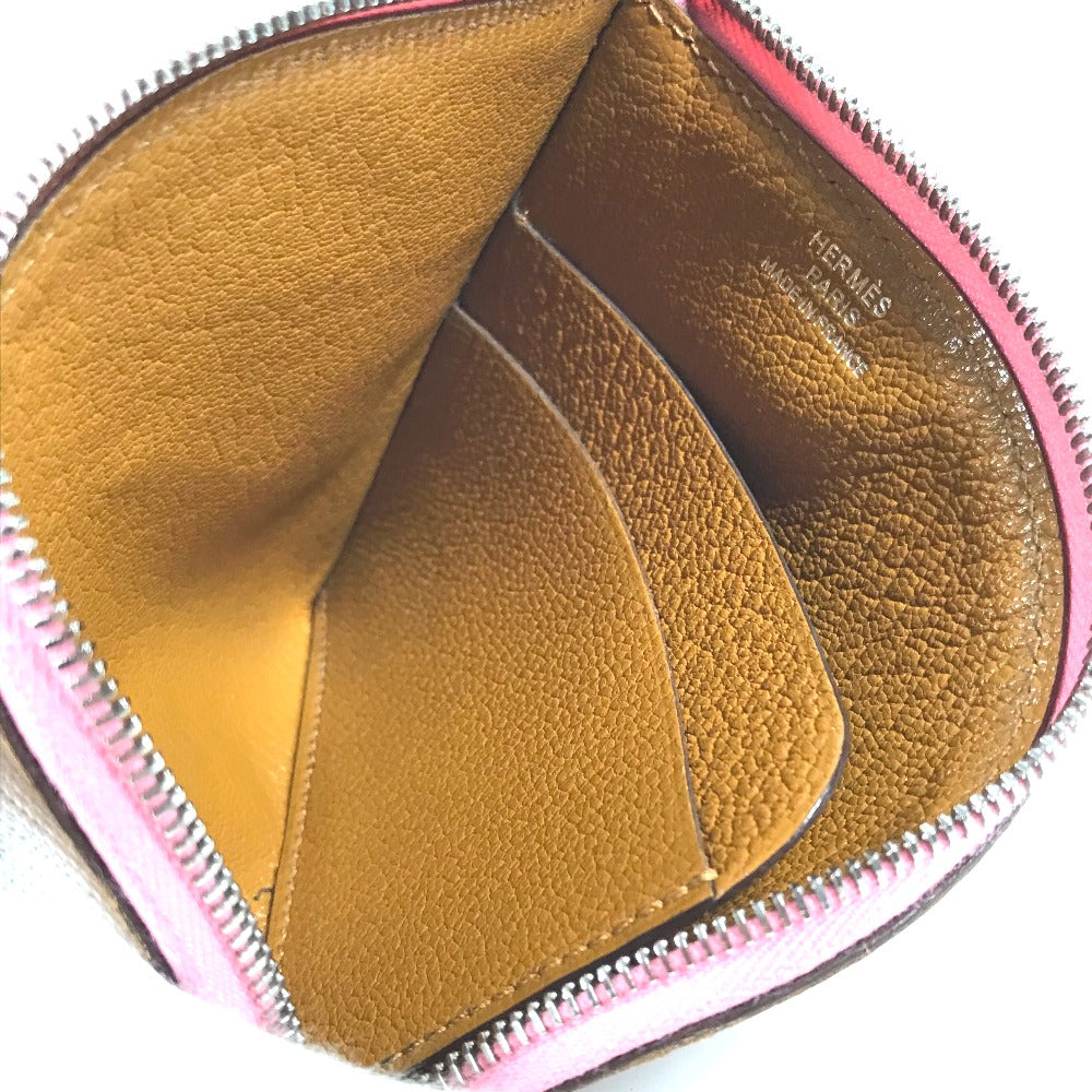 HERMES Coin case leather Brown Paddock Horse Cheval Women Used