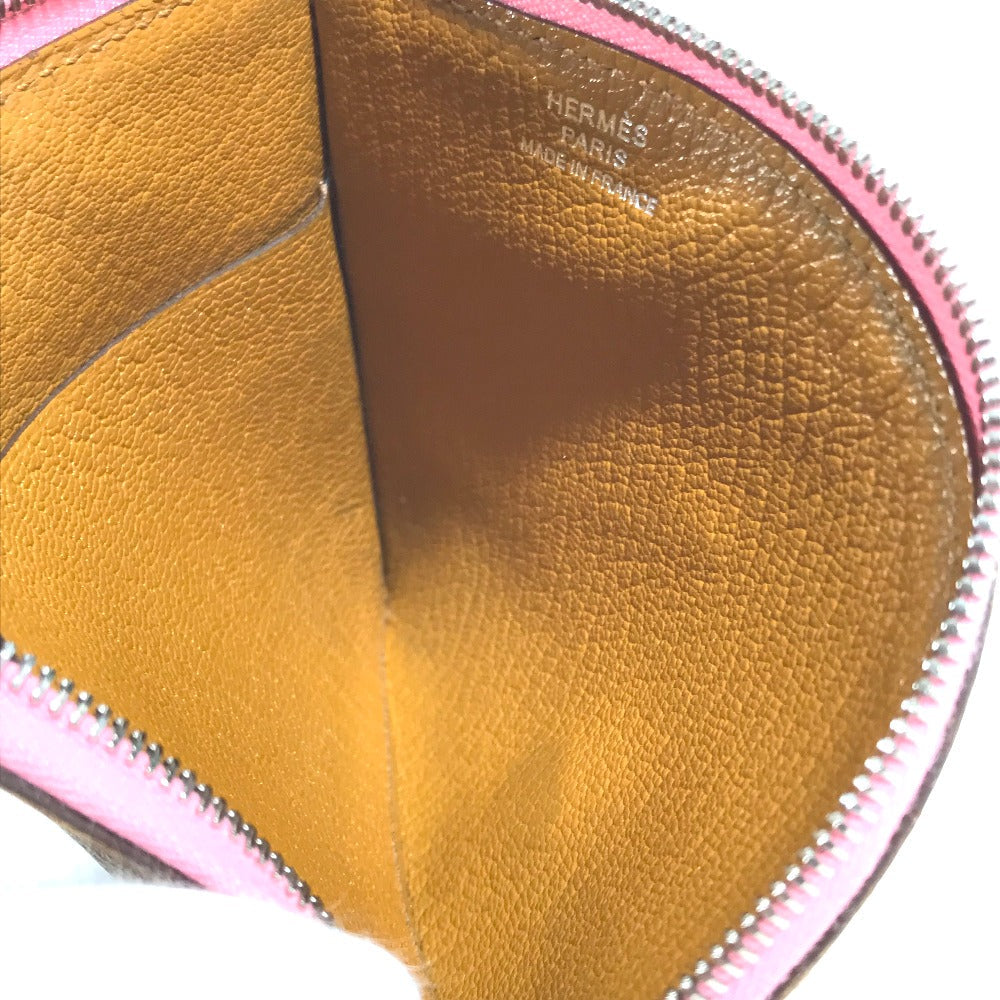 HERMES Coin case leather Brown Paddock Horse Cheval Women Used