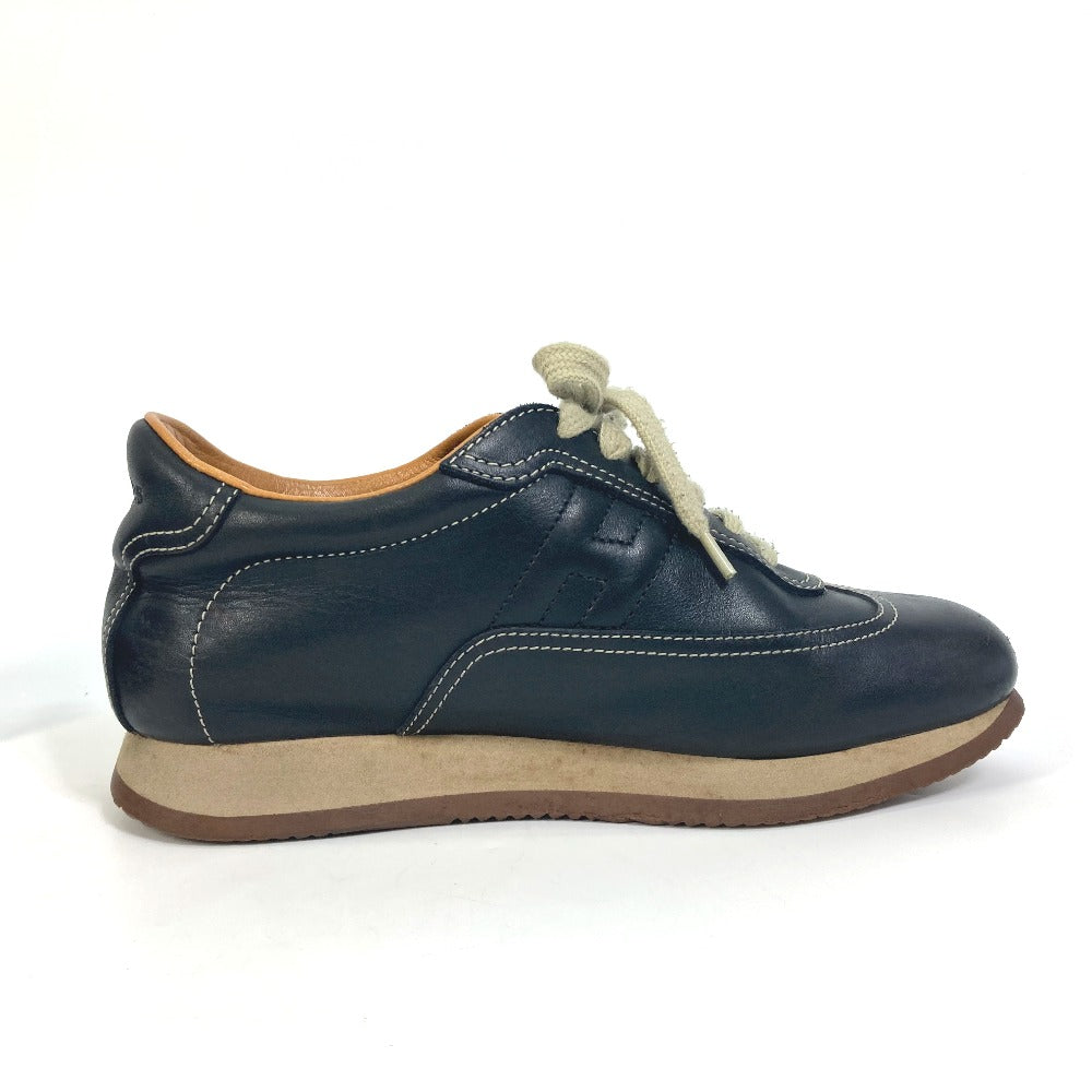 HERMES sneakers leather black H logo quick Women 37 Used