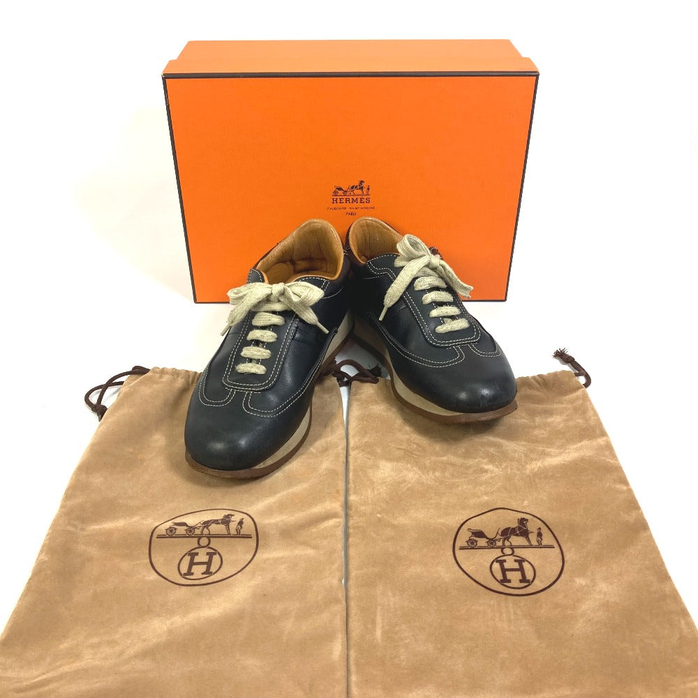 HERMES sneakers leather black H logo quick Women 37 Used