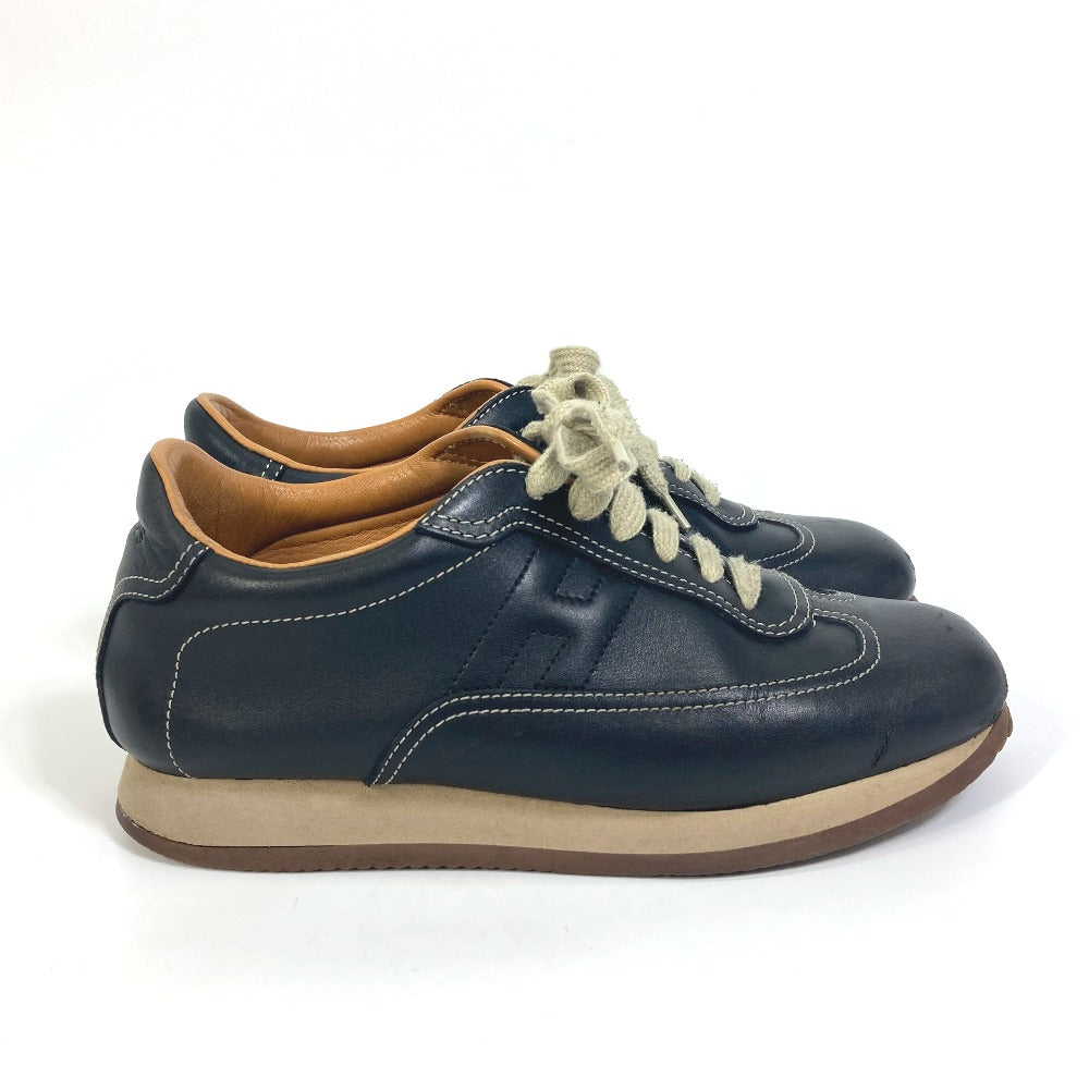 HERMES sneakers leather black H logo quick Women 37 Used