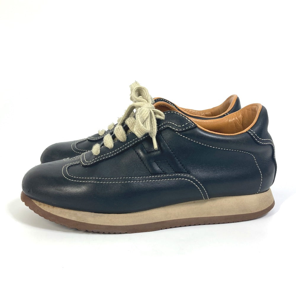 HERMES sneakers leather black H logo quick Women 37 Used