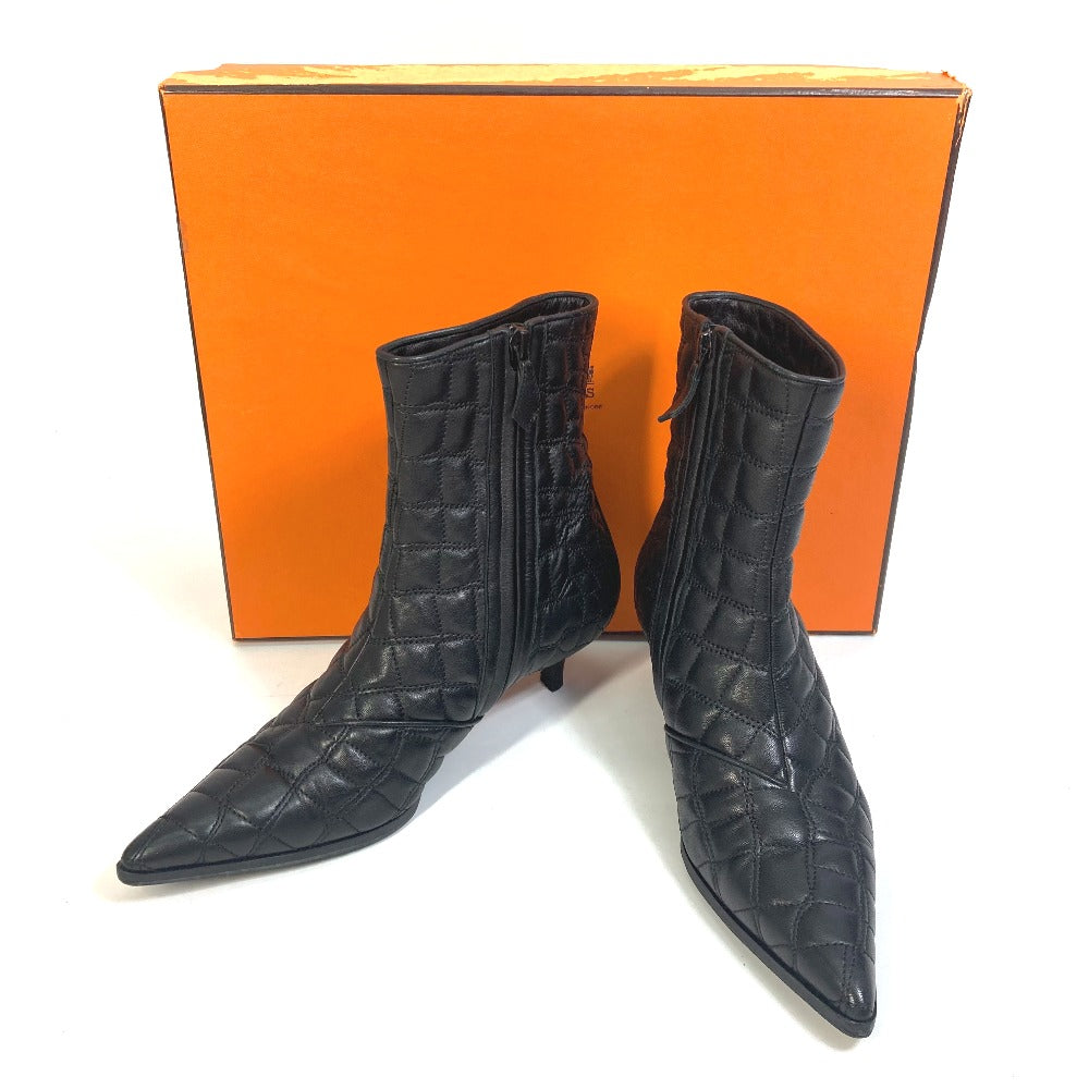 HERMES boots leather black quilting Women 37 Used