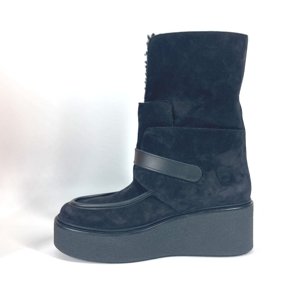 HERMES boots H232029Z Mouton, Suede black short boots Emisfer Women 38.5 Used