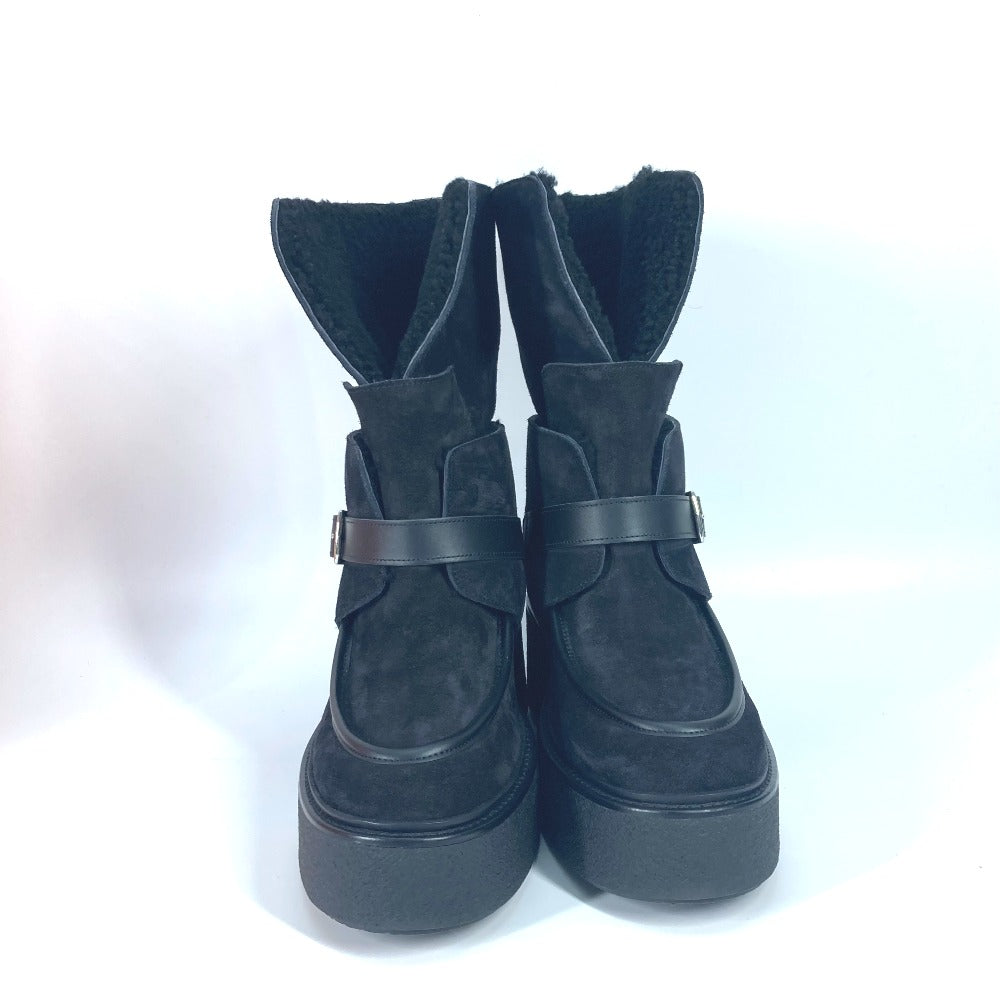 HERMES boots H232029Z Mouton, Suede black short boots Emisfer Women 38.5 Used