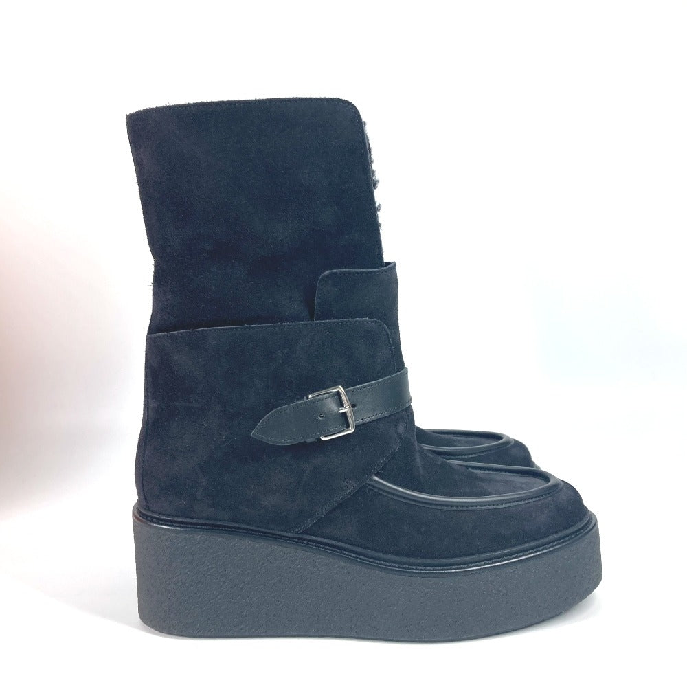 HERMES boots H232029Z Mouton, Suede black short boots Emisfer Women 38.5 Used