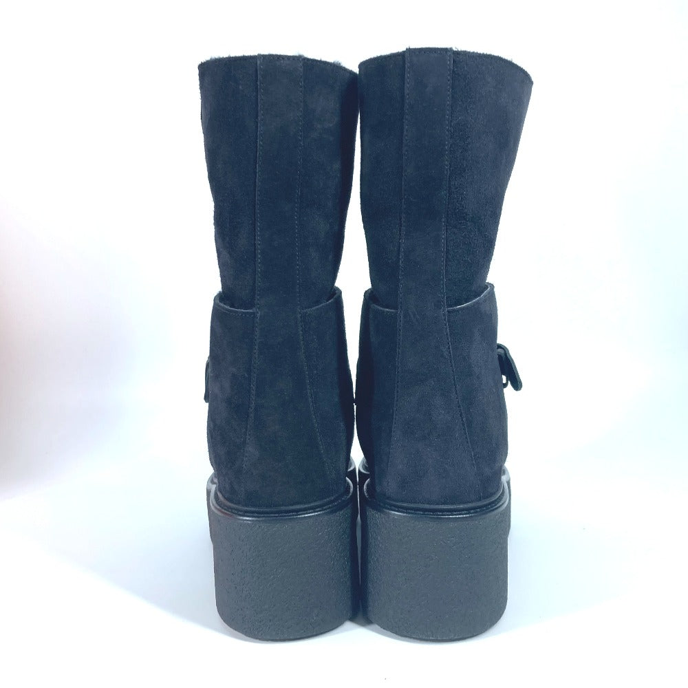 HERMES boots H232029Z Mouton, Suede black short boots Emisfer Women 38.5 Used