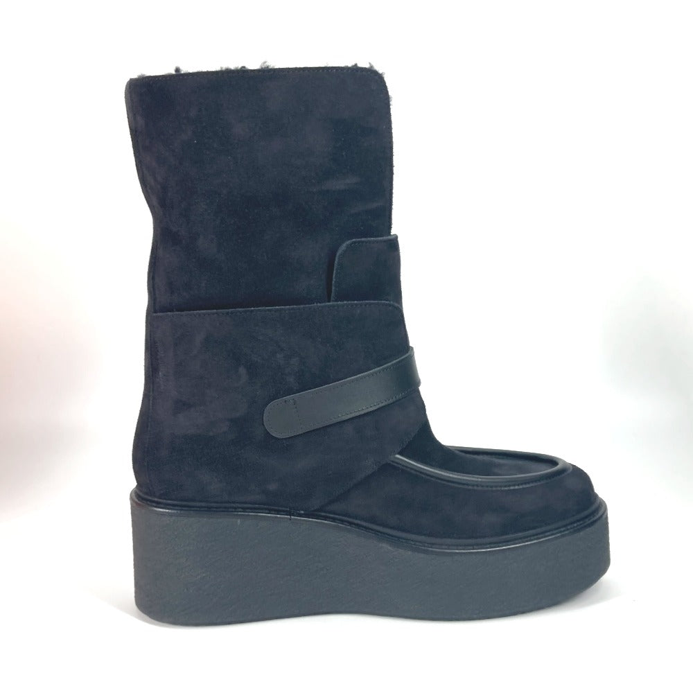 HERMES boots H232029Z Mouton, Suede black short boots Emisfer Women 38.5 Used