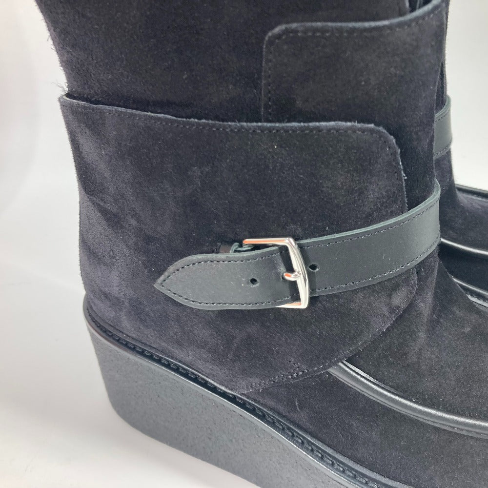 HERMES boots H232029Z Mouton, Suede black short boots Emisfer Women 38.5 Used