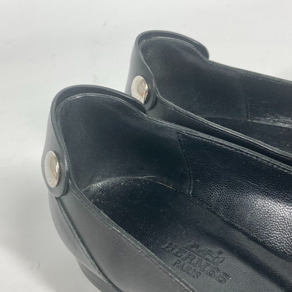 HERMES pumps leather black Serie Metal Flat shoes Women 35 Used