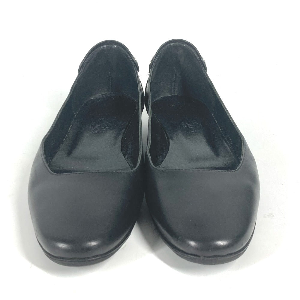 HERMES pumps leather black Serie Metal Flat shoes Women 35 Used