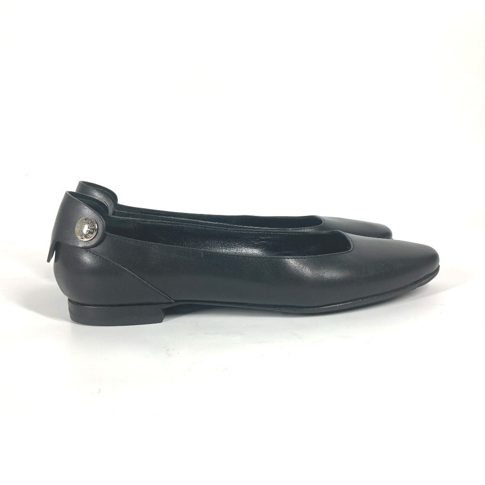 HERMES pumps leather black Serie Metal Flat shoes Women 35 Used