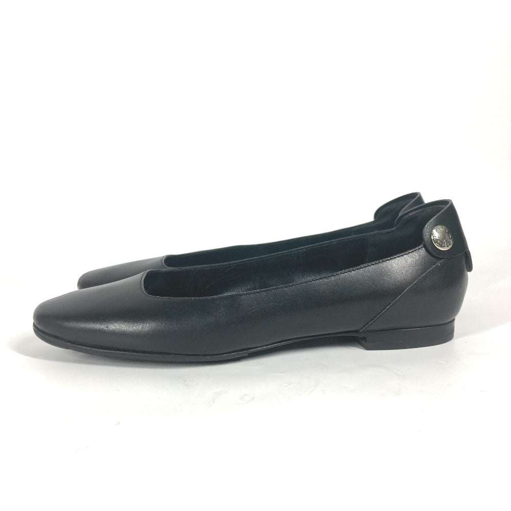 HERMES pumps leather black Serie Metal Flat shoes Women 35 Used