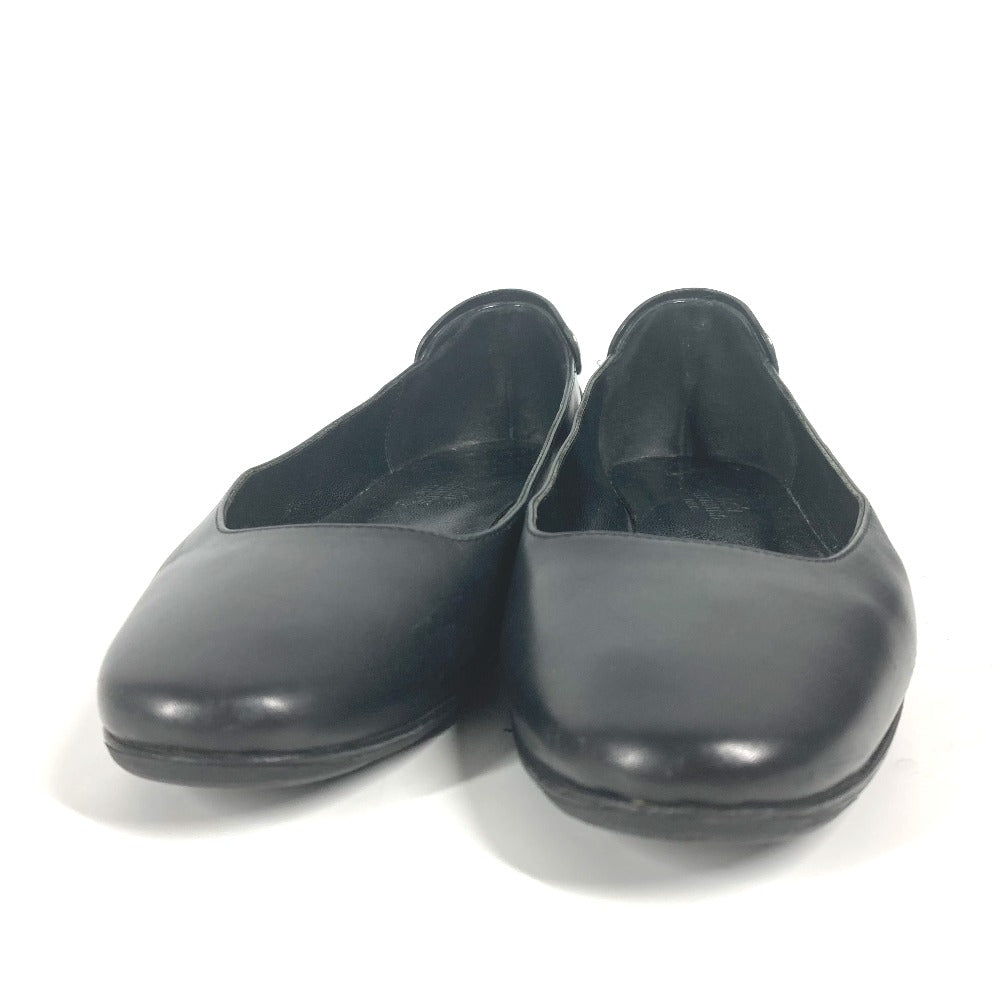 HERMES pumps leather black Serie Metal Flat shoes Women 35 Used