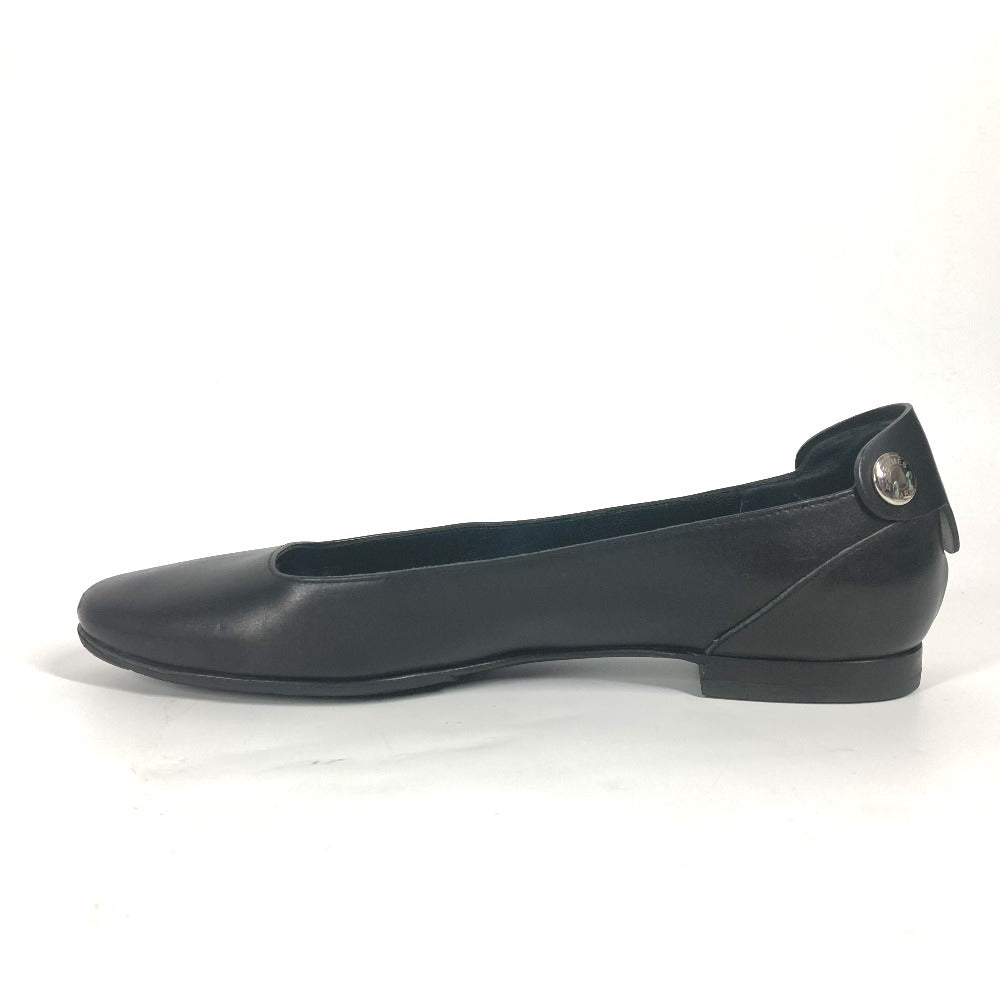 HERMES pumps leather black Serie Metal Flat shoes Women 35 Used