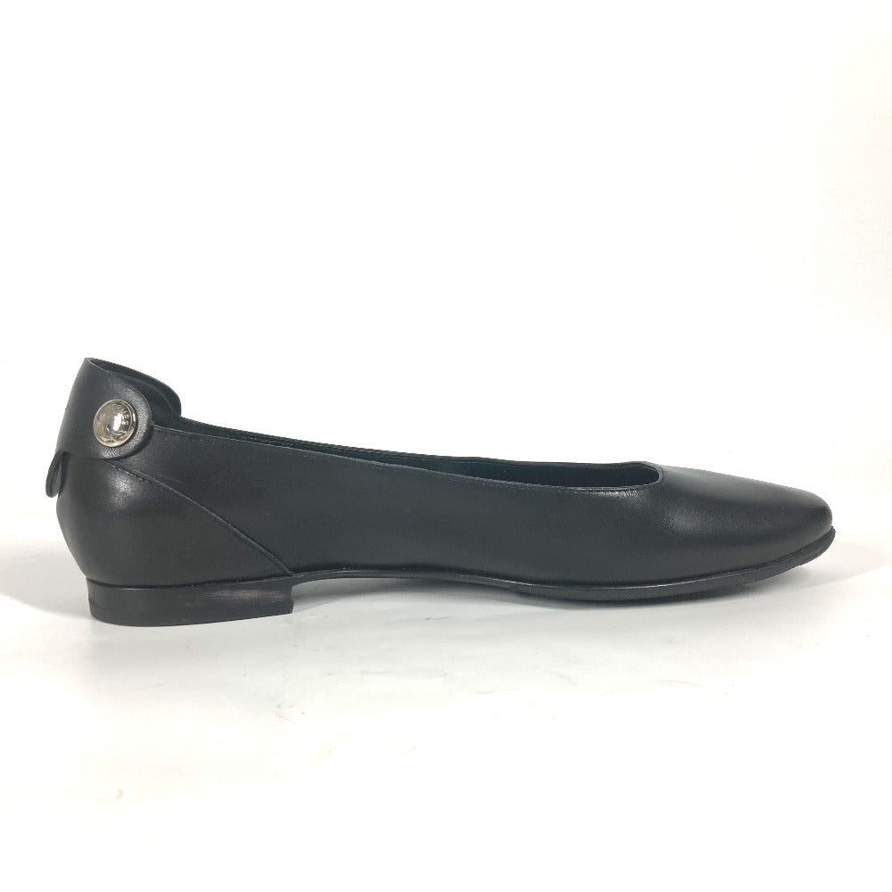 HERMES pumps leather black Serie Metal Flat shoes Women 35 Used