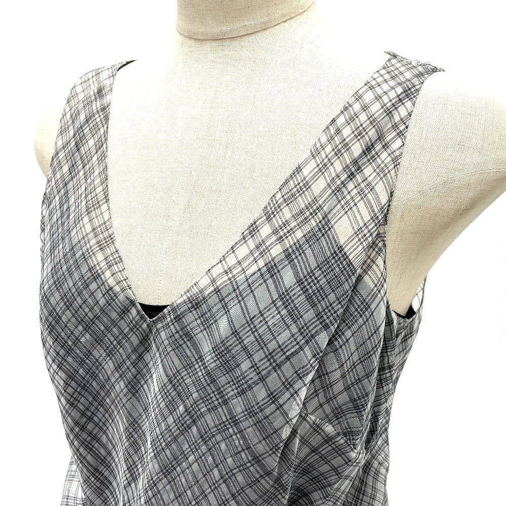 HERMES dress silk gray Madras ROBE ENCOLURE VOILE COTON SOIE MADRAS 38