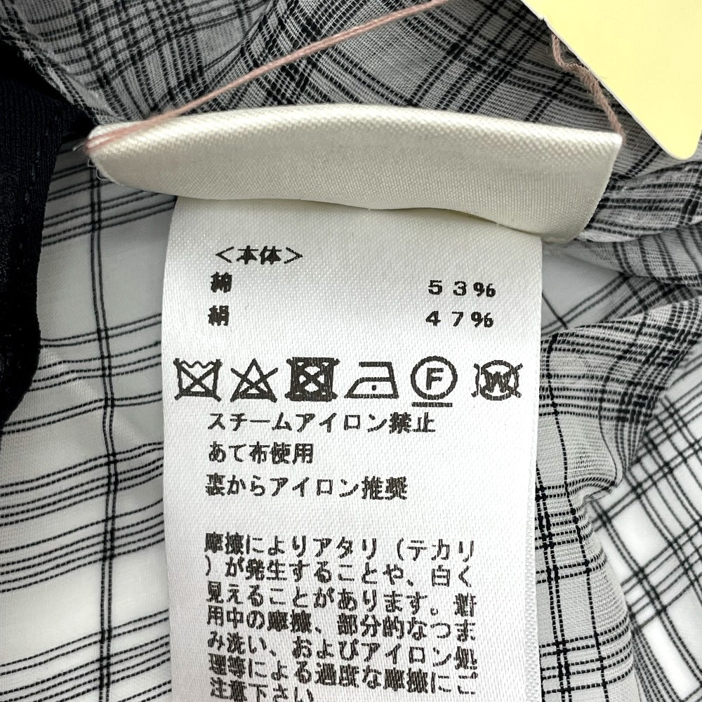 HERMES dress silk gray Madras ROBE ENCOLURE VOILE COTON SOIE MADRAS 38