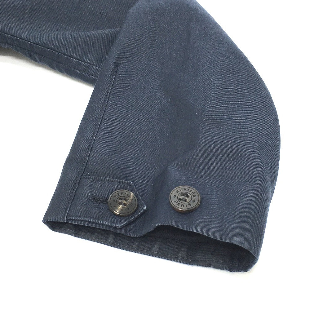 HERMES trench coat cotton Navy With belt Thin spring coat Women 34 Used