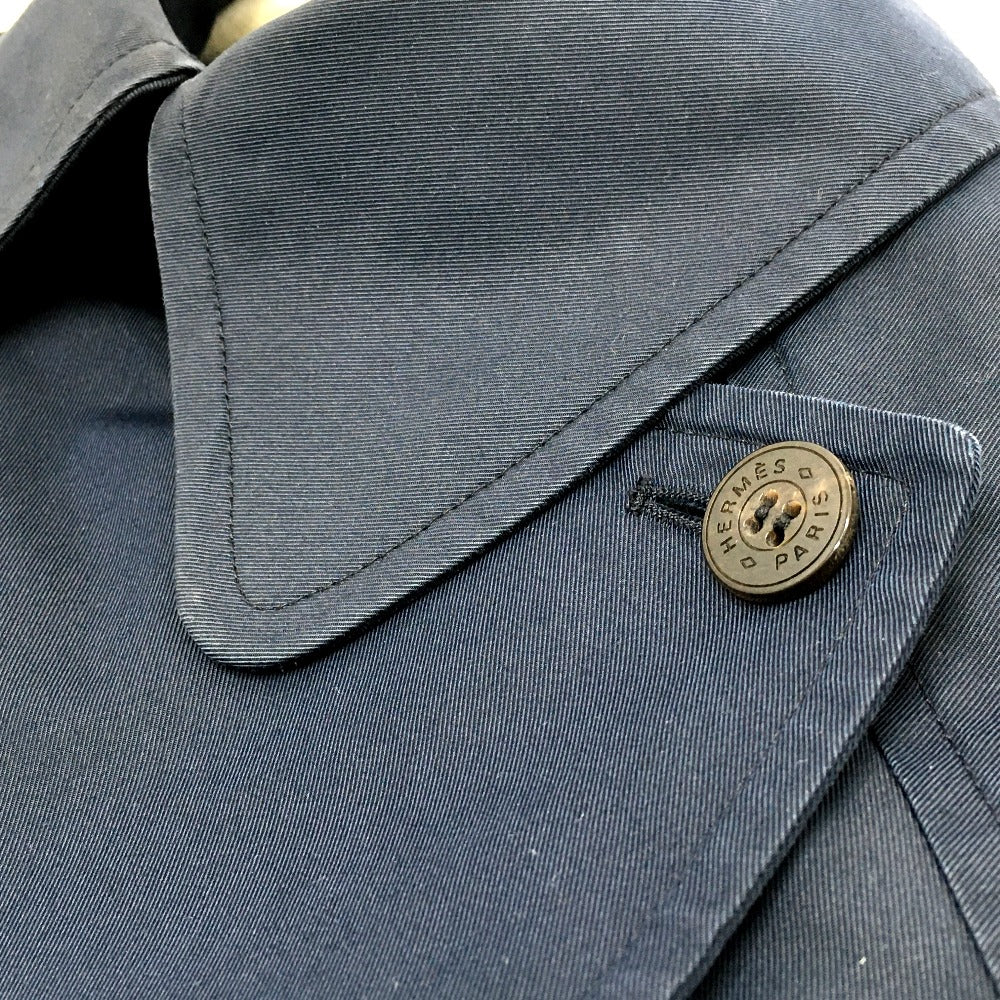HERMES trench coat cotton Navy With belt Thin spring coat Women 34 Used